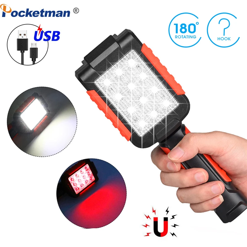 

6000LM Portable Lantern LED Work Light Hook Magnetic Flashlight USB Rechargeable Auto repair Waterproof for Outdoor Camping