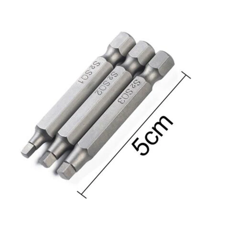 3pcs 50mm Sq2 Square Head Driver Bit Screwdriver Bits Tool Set S2 Steel