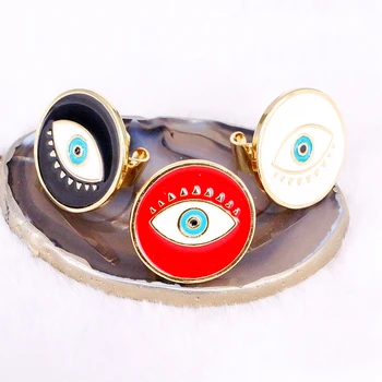 

6PCS, New Colorful Enamel Eyes Metal Personality Design Fashion Finger Rings for Women Girls Party Trendy Jewelry