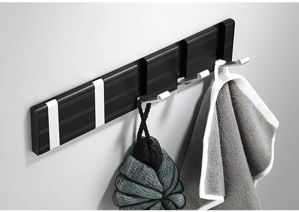 Wall Hook Hanger Foldable Hook Wall Hook Hook Coat Hanger Coat Rack Creative Hanging Bag Invisible Porch Door Back/Black