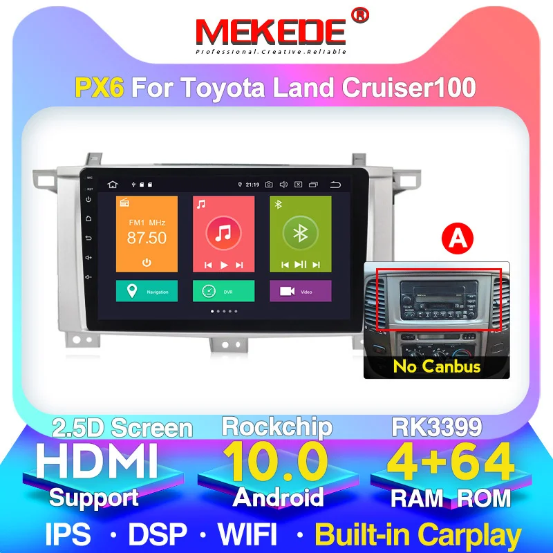 4G LTE 4 Гб ОЗУ + 64 ПЗУ для Toyota Land Cruiser LC 100 2002 2007 автомобильное радио мультимедийный