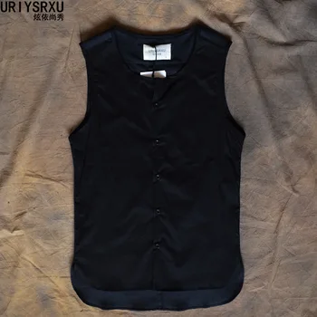 

Front Short Back Long Linen Slim Tank Top Men Sleeveless Shirt Mens Tank Tops Shirt Fitness Tank Top Gay Sexy Tank Tops Men Vest
