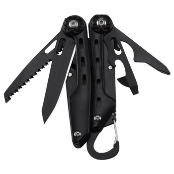 

10 in 1 Outdoors Survival Tools Plier EDC Keychain Folding Knife Portable Multifunctional Combination Pliers Screwdriver Bits