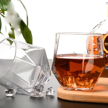 

Set of 2-470ml fashion creative Hexagon shaped whiskey shot wine glass transparent high quality beer wine glass cups GLA-71