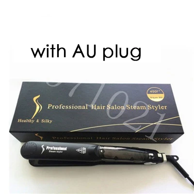 AUplug with box Профессиональный 450F керамический паровой выпрямитель для волос с аргановым маслом инфузионный паровой плоский утюг керамический паровой быстрый нагрев - Цвет: AUplug with box