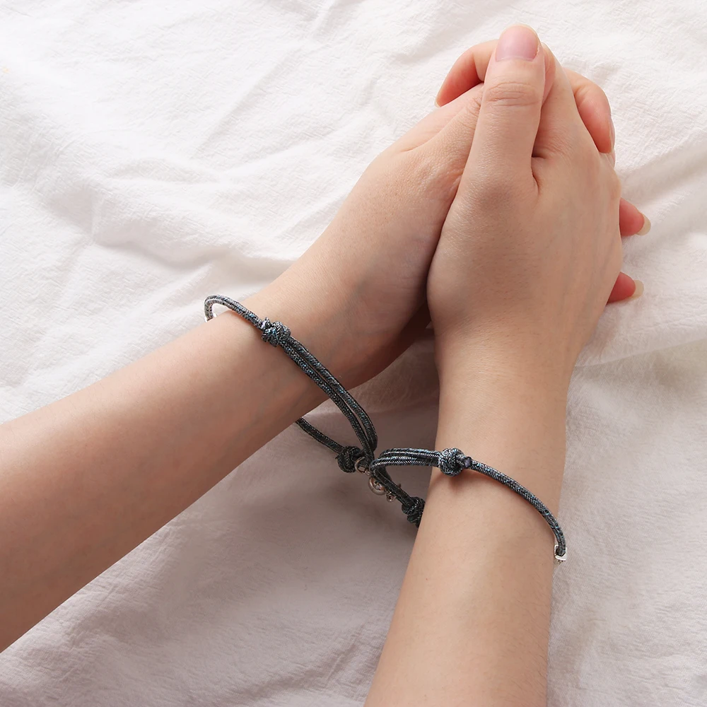 2 шт. Новый Плетеный веревочный браслет для пары магнитный на расстоянии любовь