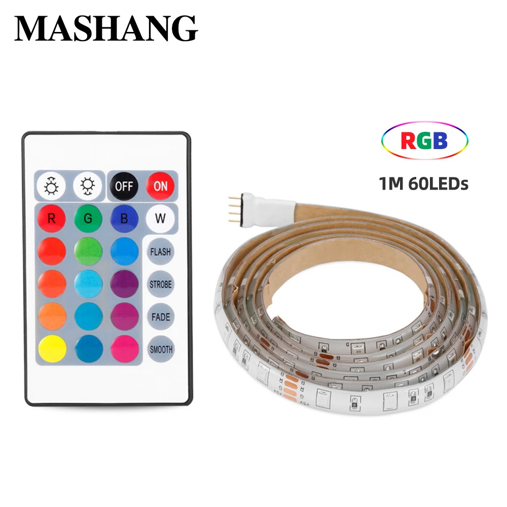 

RGB LED Strip Light Flexible LED Strips Lighting Waterproof 2835 1M 60LEDs 5V for Desktop Decor Christmas TV Background Lighting