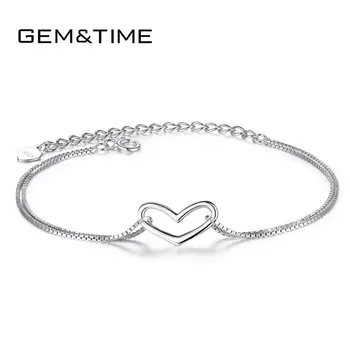 

Gem&Time Brand Froever Love Charm Bracelet Sterling Silver 925 Heart Bracelet Korean Link Chain Bracelet Pulseira Jewelry SB0027
