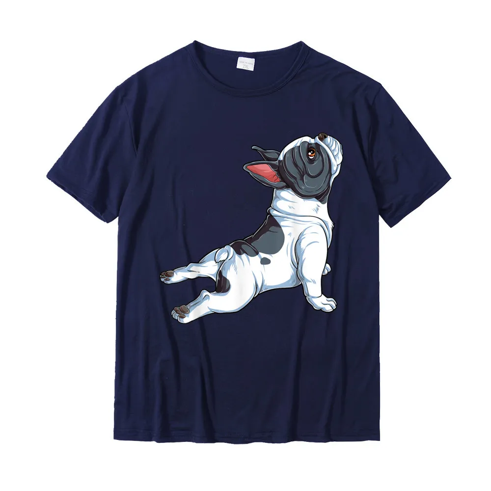 Funny 100% Cotton Fabric T Shirt for Men Short Sleeve Cool Tops Shirt Fitted Summer Fall Round Collar Tops Shirts Fitness Tight French Bulldog Yoga T shirt Frenchie Namaste Men Funny Gift T-Shirt__18623 navy