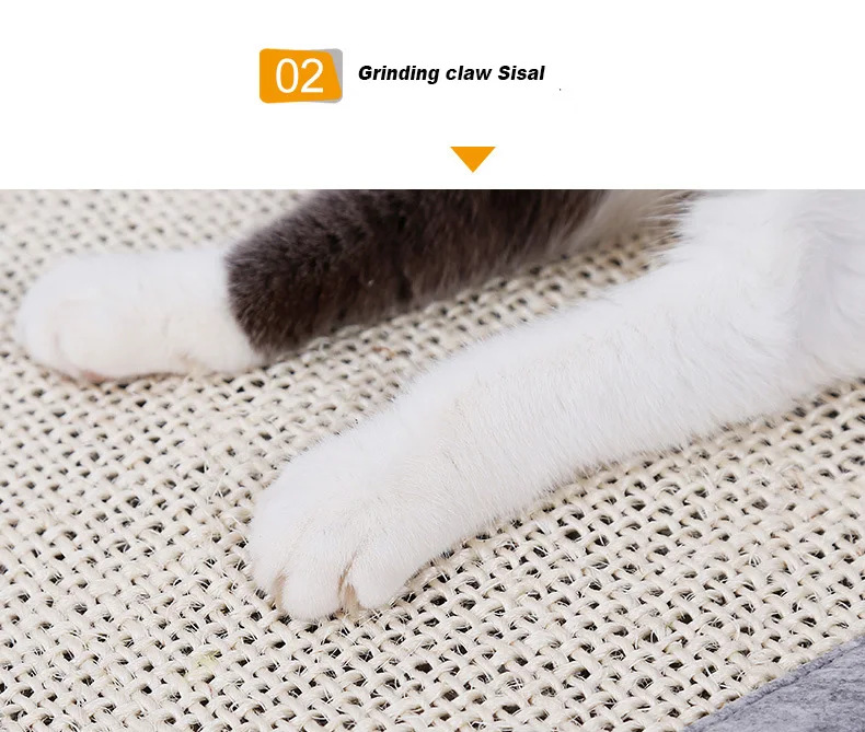 Sisal Cat Scratcher Mat with Ribbon Feather Toy Scratchboard Toys Claws Grinding Pet Supplies