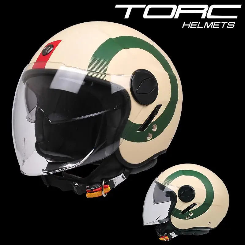 Torc T595 мотоциклетный ретро-шлем, мотоциклетный 3/4 шлем, летний крутой двойной объектив гоночный шлем - Цвет: Коричневый