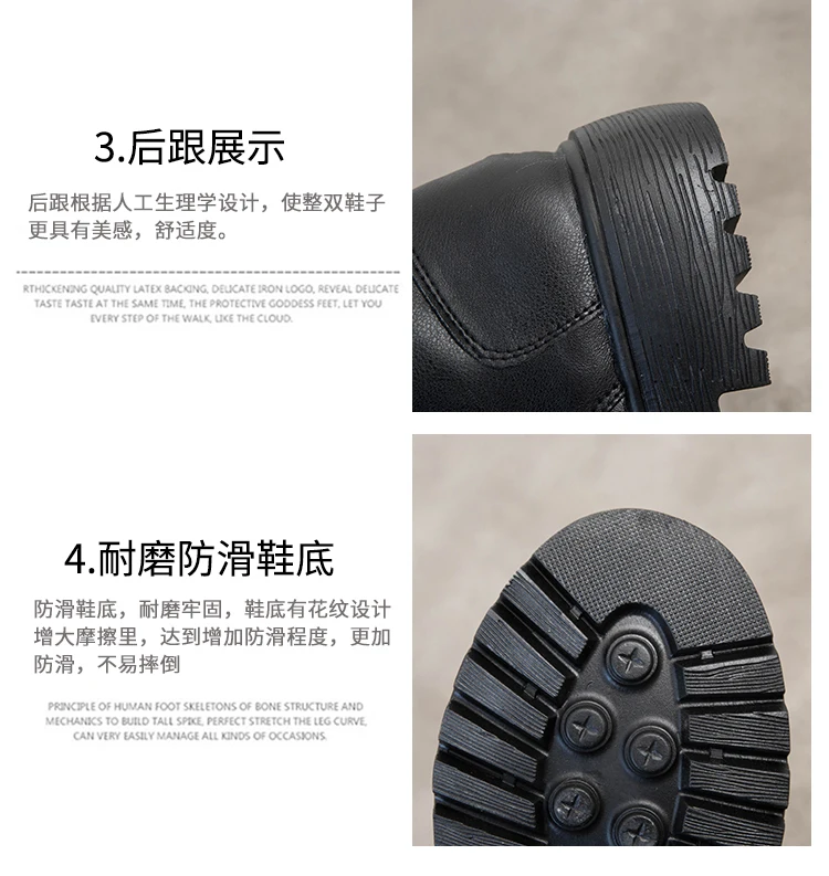 Lady Boots Rock Shoes Woman Low Heels booties Lace Up Winter Women Luxury Designer Round Toe Ladies Martins Rubber Mid-Calf
