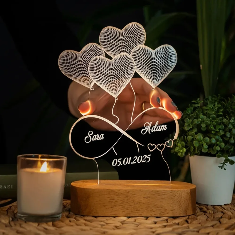 Personalised Gift for Couple Anniversary Gift Personalised Photo Night Lamp 