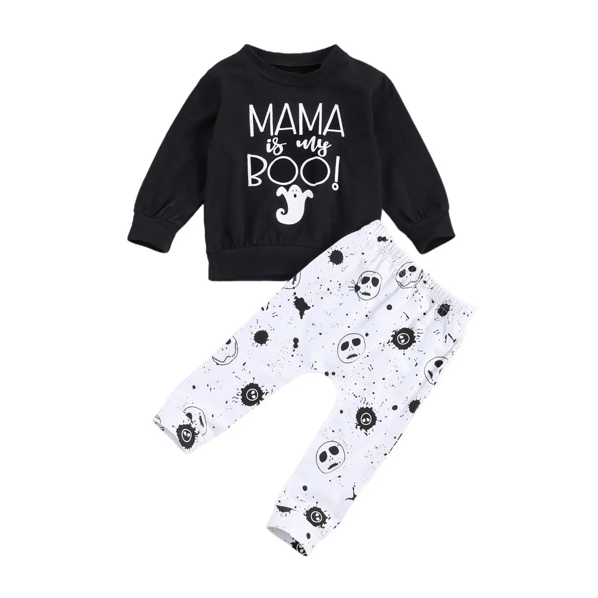 2020 0-24M Toddler Baby Boy Girl Halloween Clothing Ghost Skull Print Long Sleeve T-shirt+Long Pants 2pcs Outfit Festival Set | Детская