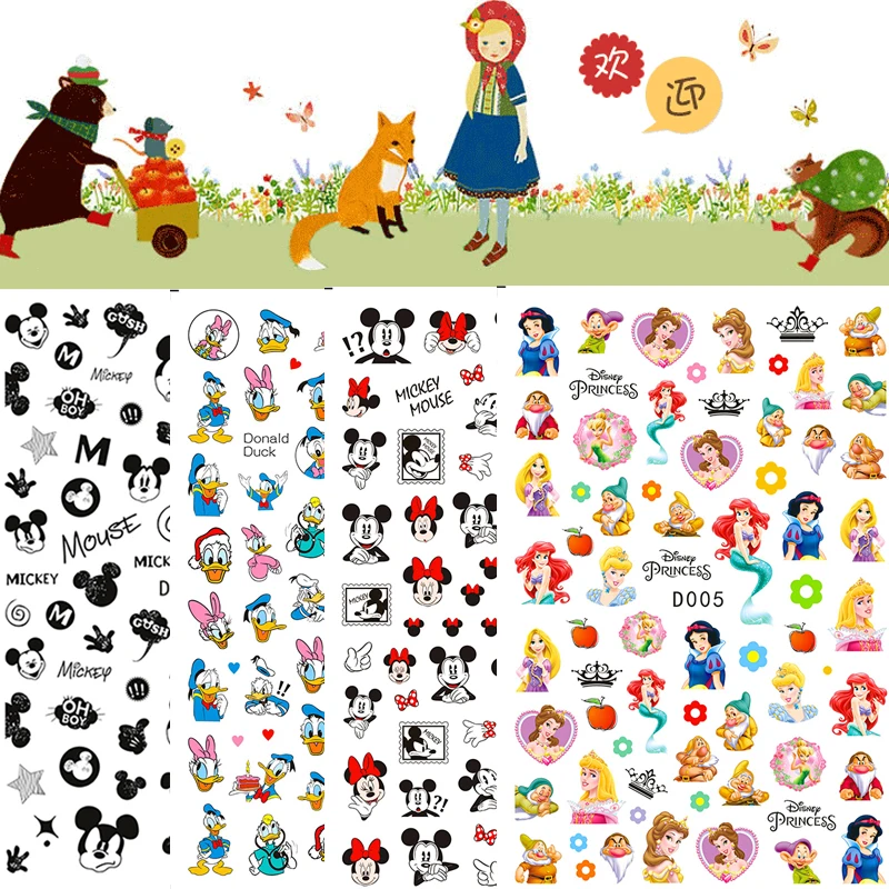 

DIY Cartoon Design Bear Nail Art Stickers Mickey Minnie Stickers For Nails Accessoires Decal Decoration