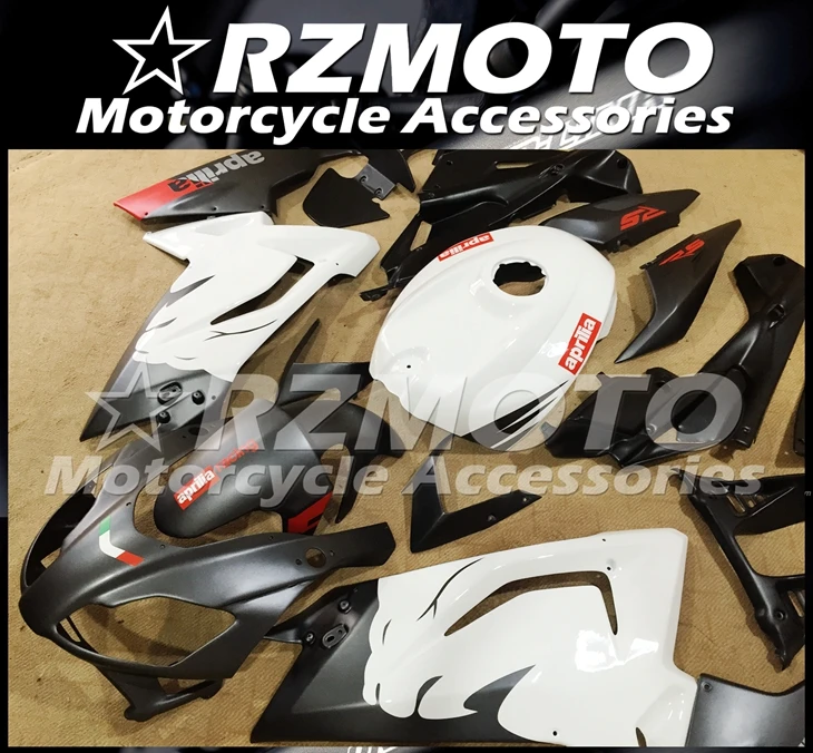 Инъекций ABS Полный обтекатели Наборы подходит для Aprilia RS125 2006 2007 2008 2009 2010 2011 06 07 08 09 10 11 Боди Комплект белого и черного цвета