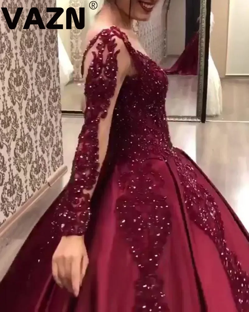 فستان سهرة شفاف بأكمام طويلة فستان سهرة أنيق للنسا