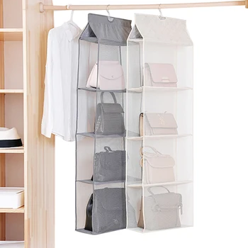 

2/3/4 Compartments Handbag Organizer, Hanging Storage Holder with Hook Foldable Dust Shield