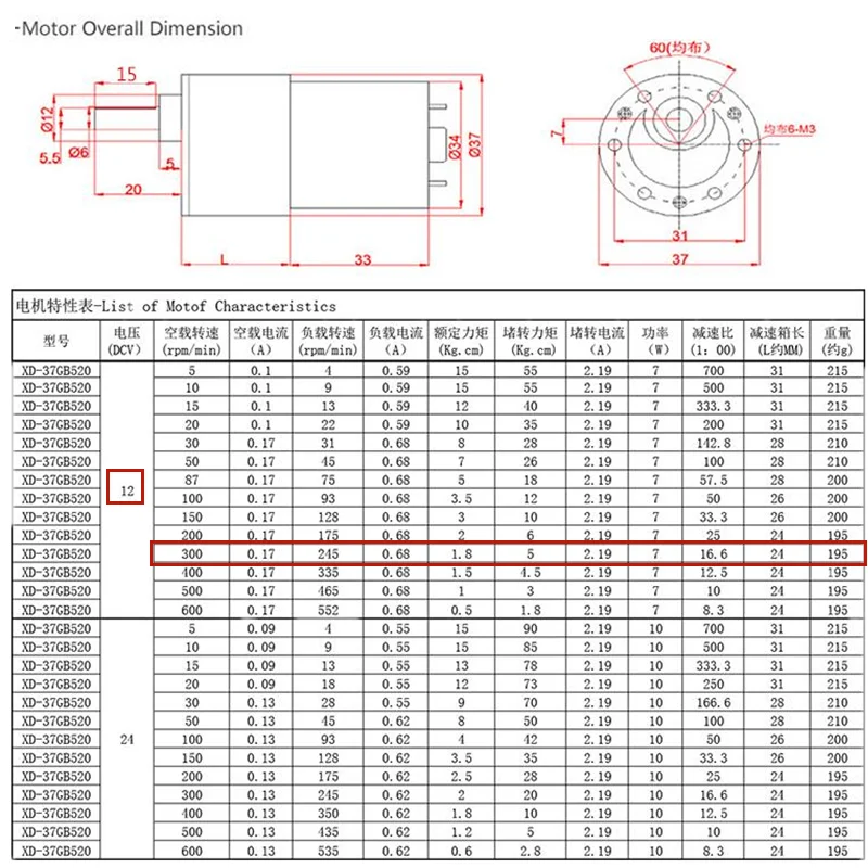 37GB520300RPM2