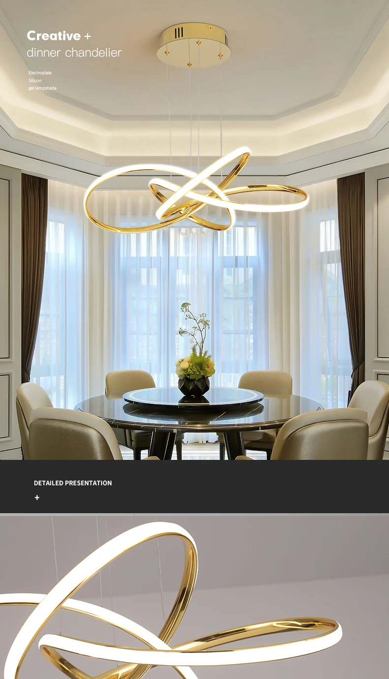 Хромированные/позолоченные современные светодиодные подвесные светильники для столовой, кухни, комнаты, светодиодные подвесные лампы 90-260