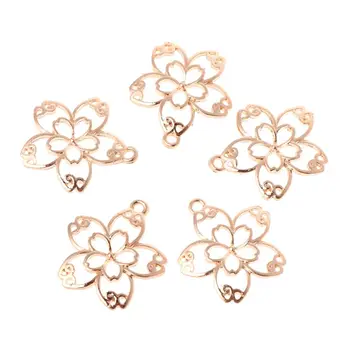 

5 Pcs DIY Handmade Pendant Jewelry Frame Mold Cherry Blossom Petals Border Glue UV Resin Epoxy Glue Metal Hollow Borders