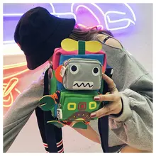 Японские и корейские хип-хоп шутки личности робот женщин маленькая сумка шутка ребенок цвет маленькая сумка мобильный мешок