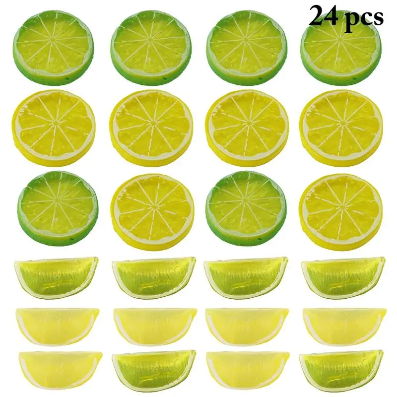 24pcs/set Artificial Fruit Simulation Lemon Slices Christmas Fruit