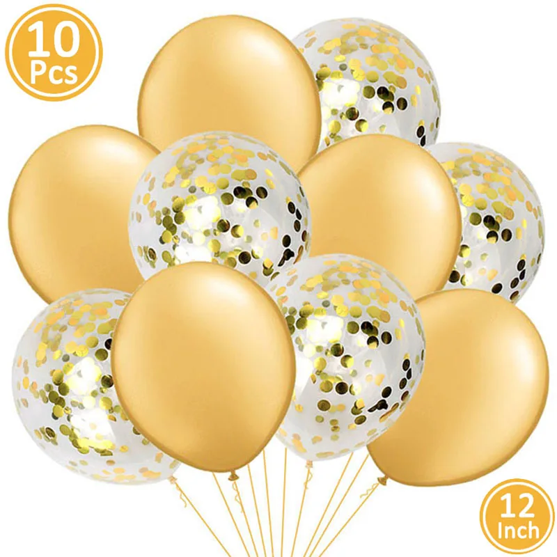 10pcs gold 1 Набор, трубка, воздушный шар, подставка, 7 шт., латексные шары, с днем рождения, украшения для вечеринки, для детей, Детский душ, свадебные принадлежности - Цвет: 10pcs gold