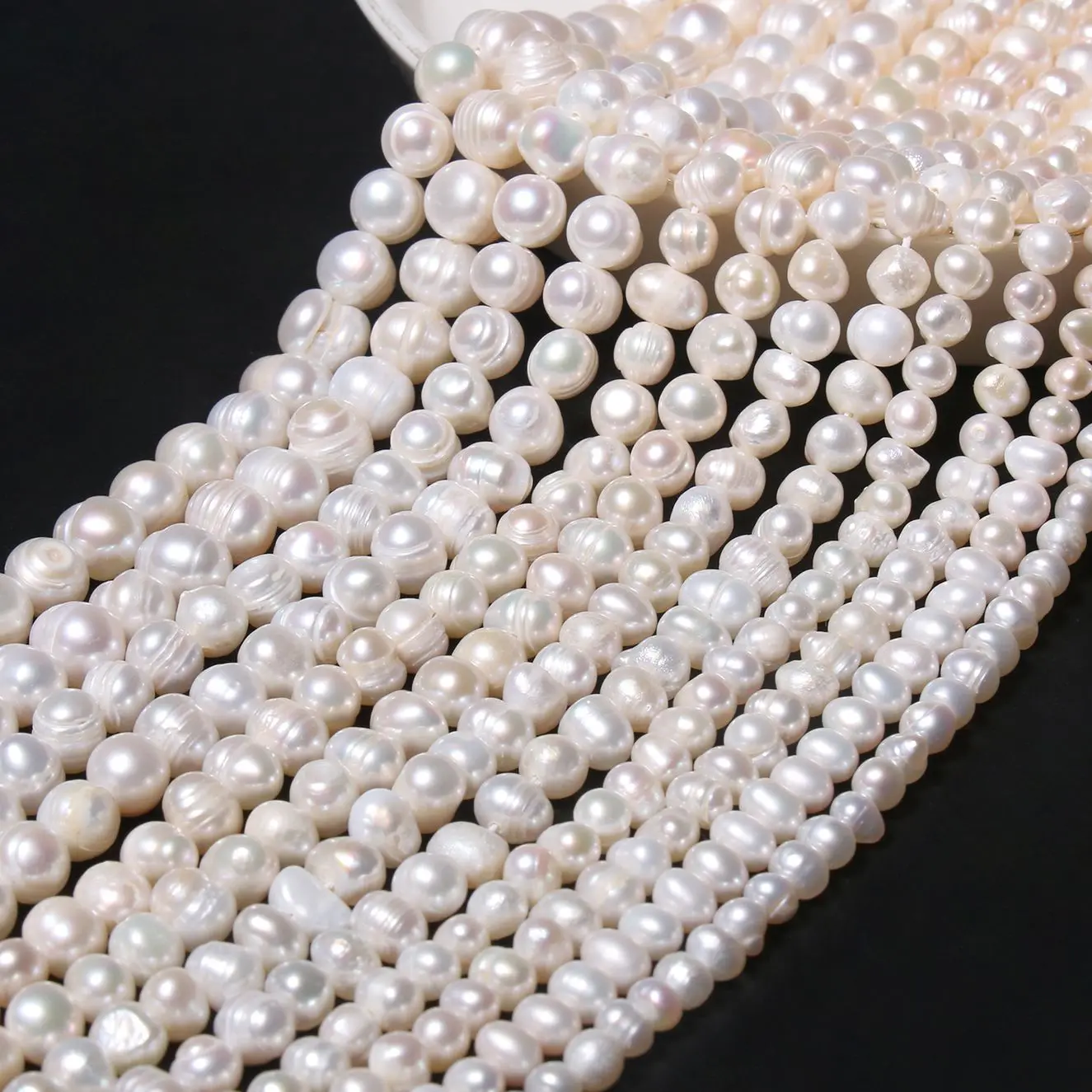 Real Natural Freshwater Pearl Beads Baroque Punch Oval Loose Beads