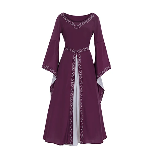 Costumebuy, средневековое платье, костюмы на Хэллоуин, для женщин, для косплея, Дворцовое благородное длинное платье, древнее платье принцессы с рукавами-колокольчиками - Цвет: purple