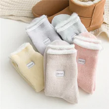 Супер теплые зимние шерстяные носки, модные женские бархатные утолщенные Нескользящие эластичные тянущиеся кашемировые носки с героями мультфильмов