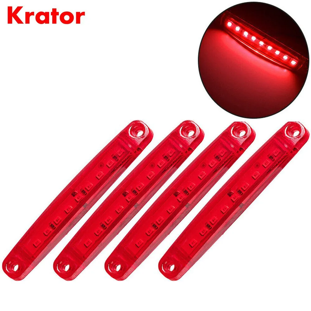 Krator 4PCS Red 24V 9 светодиодный боковой габаритный фонарь для трейлера грузовика лодки