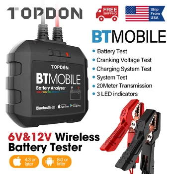 

TOPDON BT Mobile Car Battery Tester 12V Universal 100 to 2000CCA Voltage Tester Smart Bluetooth Auto Battery Analyzer Wireless