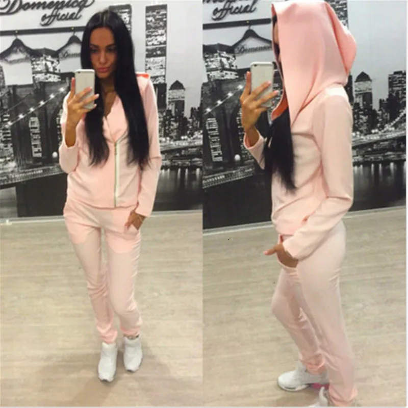 Осенний женский хлопковый спортивный костюм комплект из 2 предметов одежда