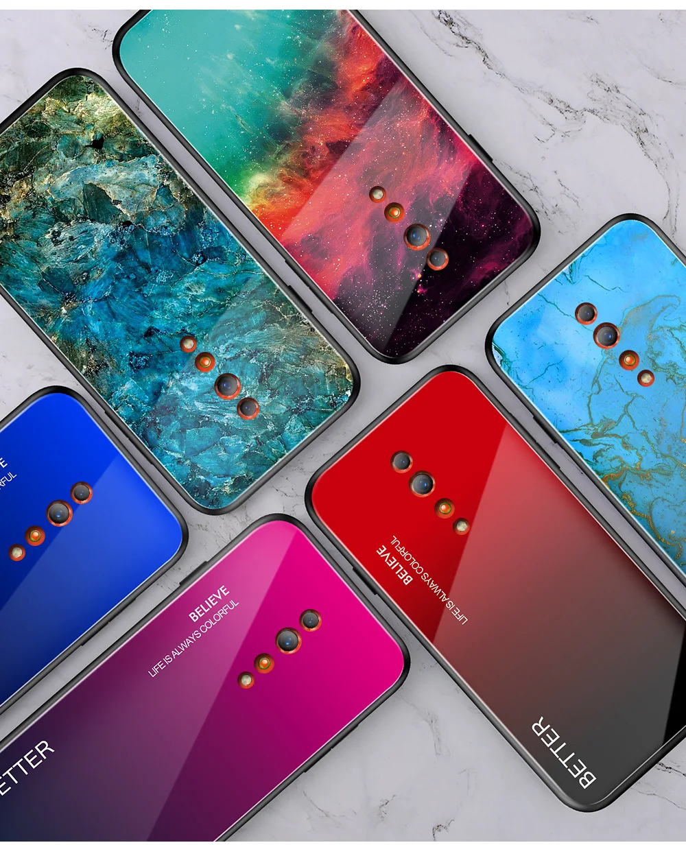 Для OPPO Realme3 Pro RealmeX Reno Z R17 K1 R15X F11 Pro закаленное стекло чехол перо печати чехол для OPPO Reno A1K A9