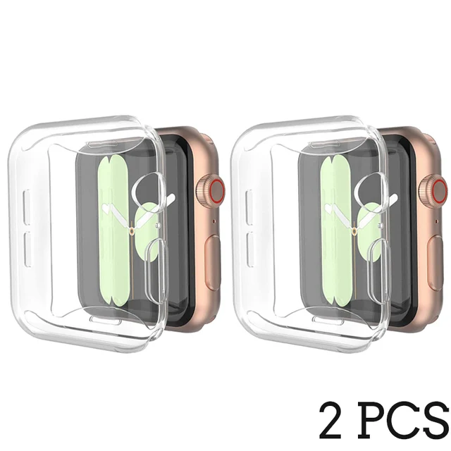 Watch Full Cover Case for Apple Watch Series 5 4 40MM 40MM Soft 360 Slim Clear TPU Screen Cases for iWatch 3/2/1 42MM 38MM 2 Pcs