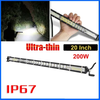 

200W 20inch Single Row Ultra-Slim LED Work Light Bar For Car Off-road Truck Super Waterproof Shockproof