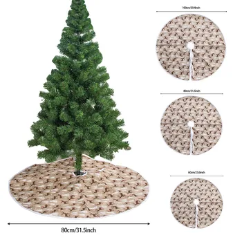 

Fabric Elk Print Christmas Tree Skirt decoration Carpet Party Ornaments Christmas Decoration for Home Non-woven Xmas Decoration