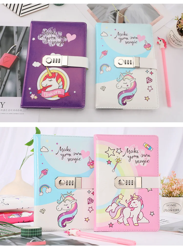 Unicorn Notebook Diary With Password Lock