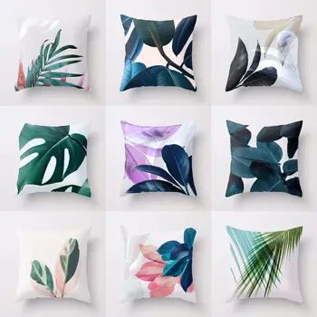 

Green Leaves Cushion Cover Tropical Plants Summer Fresh Decorative Pillow Case Home Decor Soft Covers for Sofa Living Room 45x45