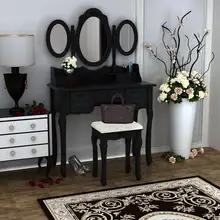 Домашняя мебель макияж туалетный столик со стулом 7 ящиками регулируемые зеркала спальня в стиле барокко