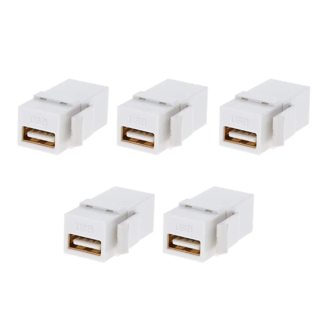 5 Pack USB 2.0 A Female To Female Panel Mount Insert Adapter Connector Reusable keystone jack design