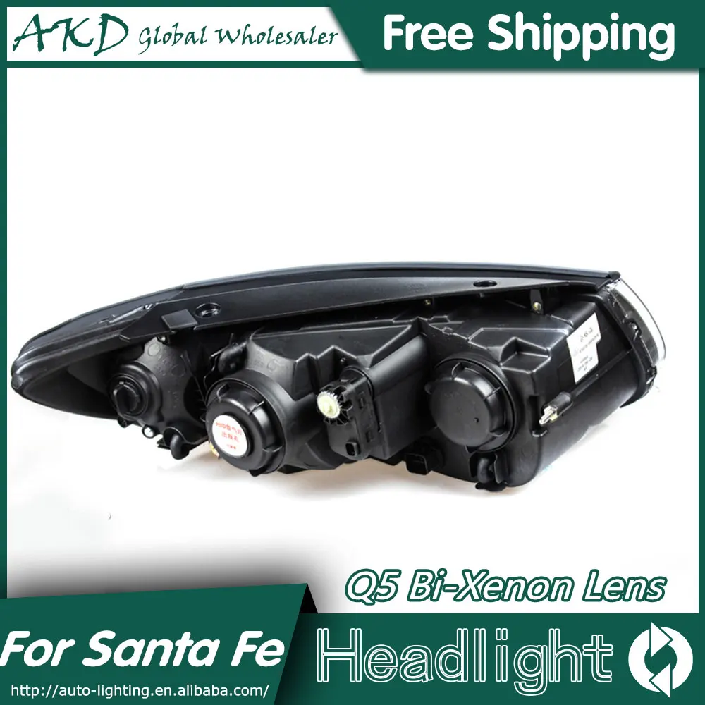 AKD автомобильный Стайлинг для Hyundai Santa Fe фары 2006 2012 светодиодный фонарь Santafe ДХО