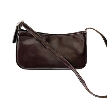 

PU Leather Women Messenger Bag Designer French Female Handbag Adjustable Crossbody Shoulder Baguette Shape Small Clutch
