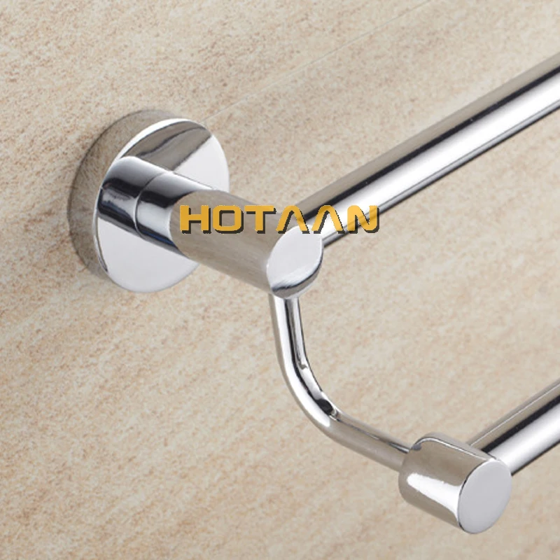 Chrome Finish Stainless Steel Bathroom Accessory Double Towel Bar Towel Rail Holder 60cm YT-10998