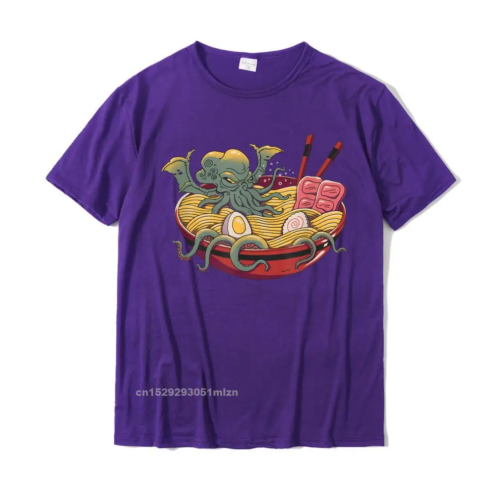 Prevailing Ramen Cthulhu T-Shirt__3215 Top T-shirts Crew Neck Pure Cotton Men Tops T Shirt Short Sleeve Summer/Autumn Tee Shirt Ramen Cthulhu T-Shirt__3215 purple
