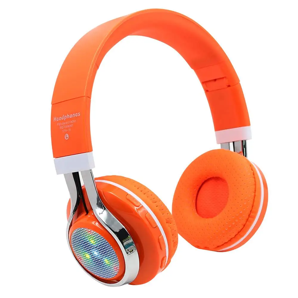 Bluetooth беспроводные наушники Модная Портативная гарнитура Hifi качество звука светодиодный свет наушники для телефонов - Цвет: orange