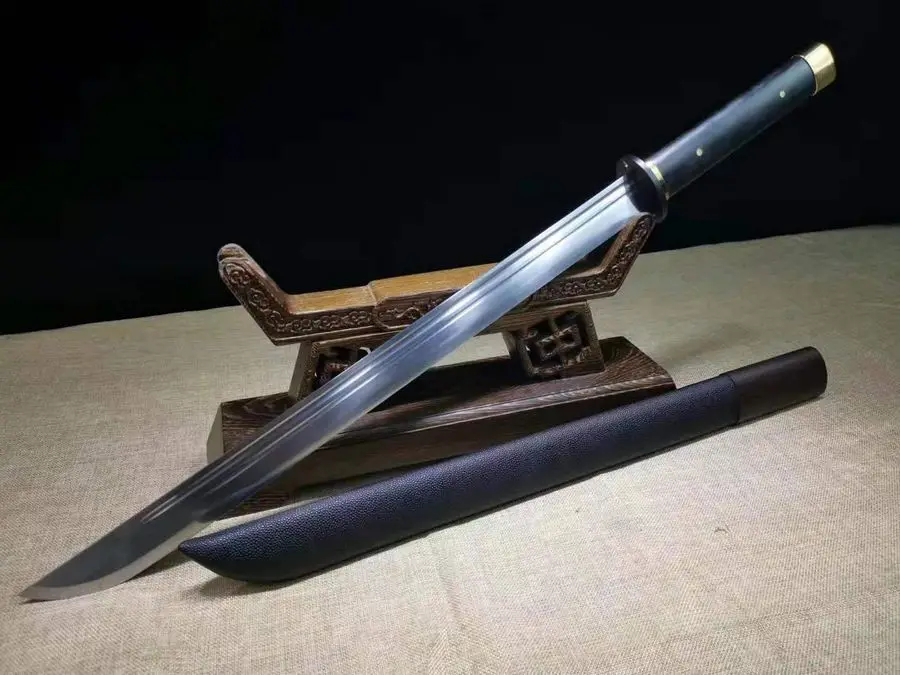 Handmade Sturdy Chinese Wushu Sword Sharp HRC62 Spring Steel Kung Fu Saber Leather Sheath Full Tang