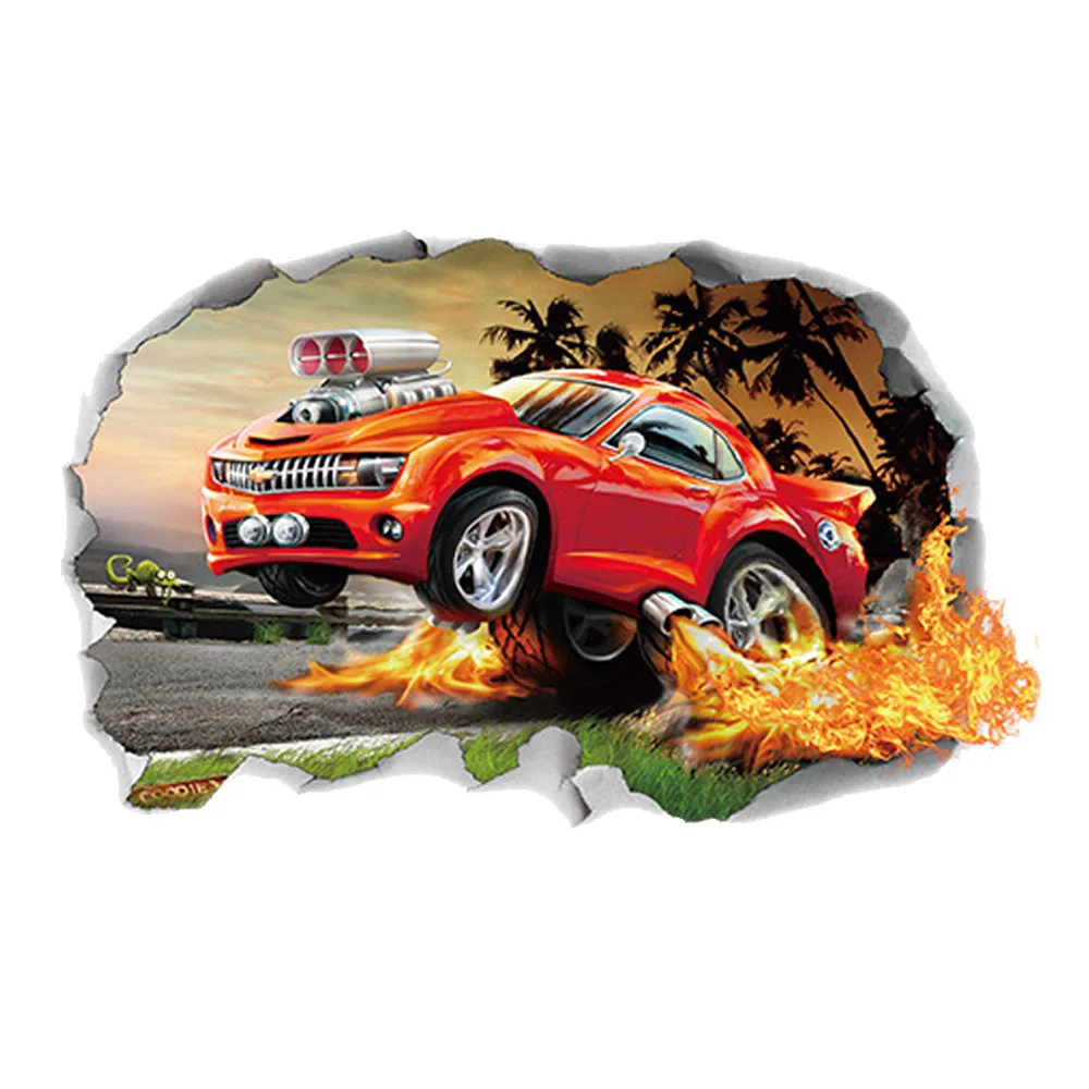 3D Наклейка на стену настенный постер узор автомобиля дверь мультяшное животное