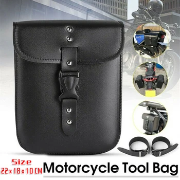 

Black Motorcycle Side Saddle Bag Luggage Storage Tool Travel Pouch For Honda With Two Mounting Straps